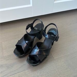 Jeffrey Campbell Amma Black Cross-Strap Sandals
